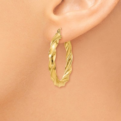 Pre-owned Superdealsforeverything Real 14kt Yellow Gold Light Twisted Hoop Earrings