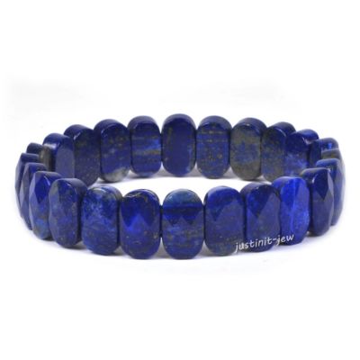 14mm Faceted oval gemstone beads stretchable bracelet 7''-7.5''