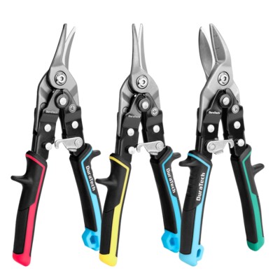 DURATECH Aviation Snips Set 3PCS 10'' Heavy Duty Left Straight Right Cut Tin Snip