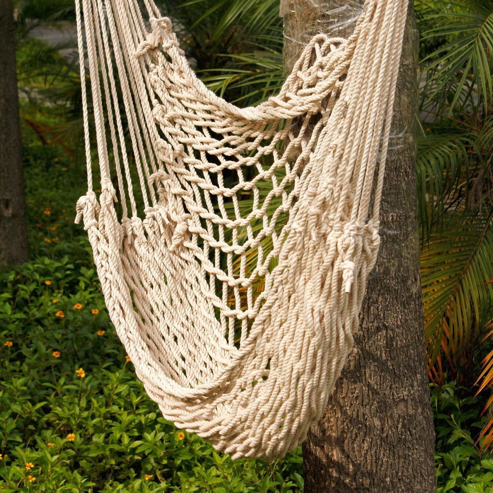 Silla Colgante de Cuerda de Algodon para Porche Patio de Invierno Jardin Camping