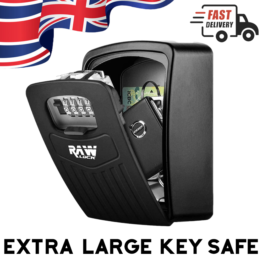 BLACK Extra Large Combination Key Box Key Safe Heavy Duty Outdoor Wall Mounted