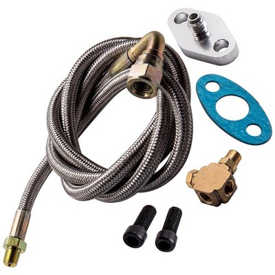 Turbo Oil Feed Line Kit Restrictor Flange -4an an4 90 Degree T3 T4E T66 T70/T72