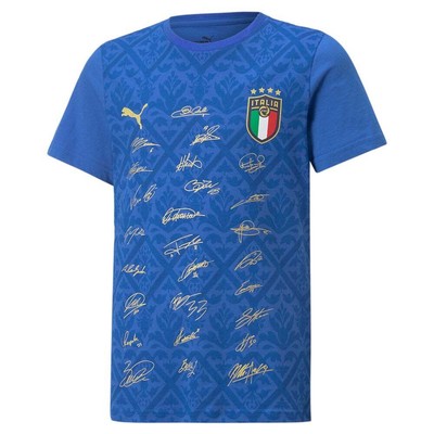 

Футболка Puma Figc Signature Winner с круглым вырезом и короткими рукавами для подростков, размер для мальчиков, Синий, Puma Figc Signature Winner Graphic Crew Neck Short Sleeve TShirt