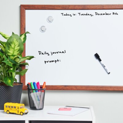 Magnetic Dry Erase White Board With Wooden Frame, Easy to write & clean, 17''X23''