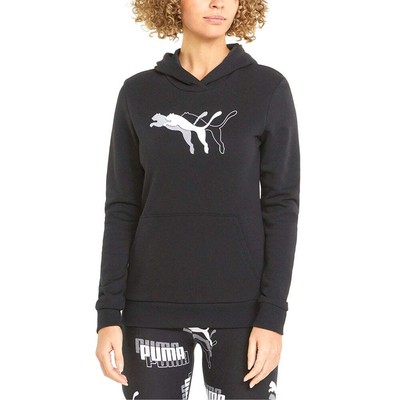 Puma Power Graphic Pullover Hoodie Женская черная повседневная верхняя одежда 84711401