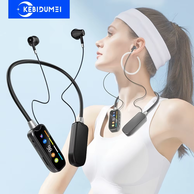 Neckband Earphones HD Screen Bluetooth 5.4 Headphones TWS Wireless Headsets HiFi