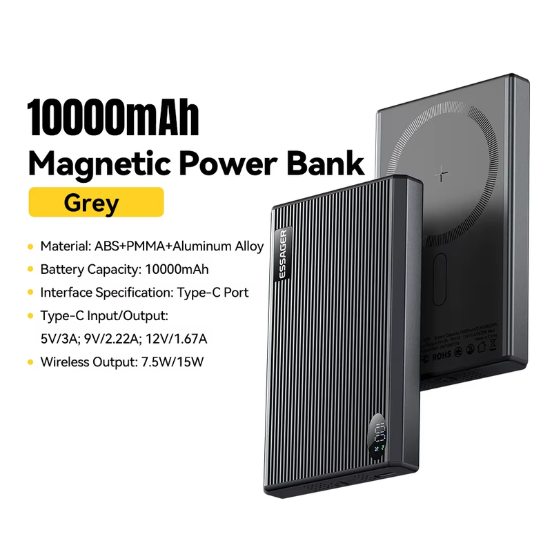 Thin Wireless Power Bank Magnetic 20W 10000mAh Portable Fast Charging External B