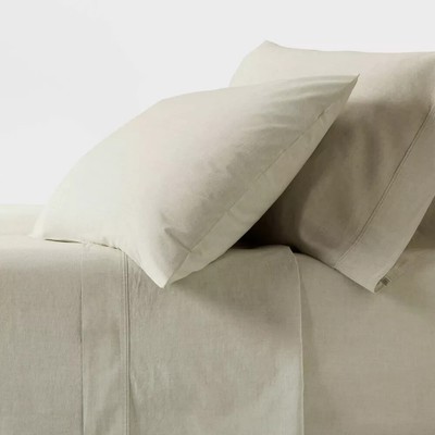 250 Thread Count Organic Percale Sheet Set Green Chambray - Threshold SL