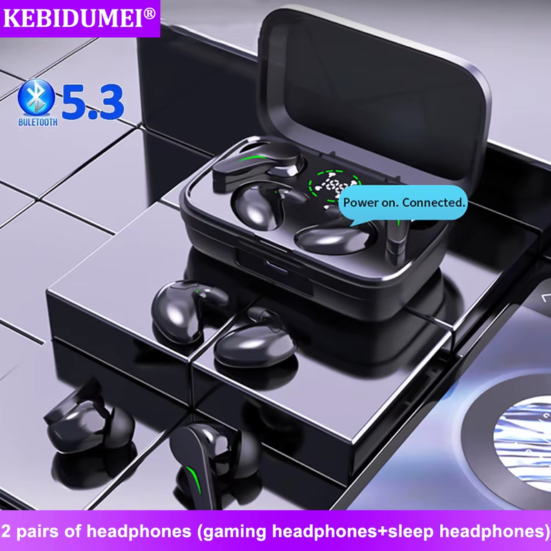Two Pairs of Headphones Bluetooth 5.3 Gaming Headsets+ Wireless Mini Sleep Earph
