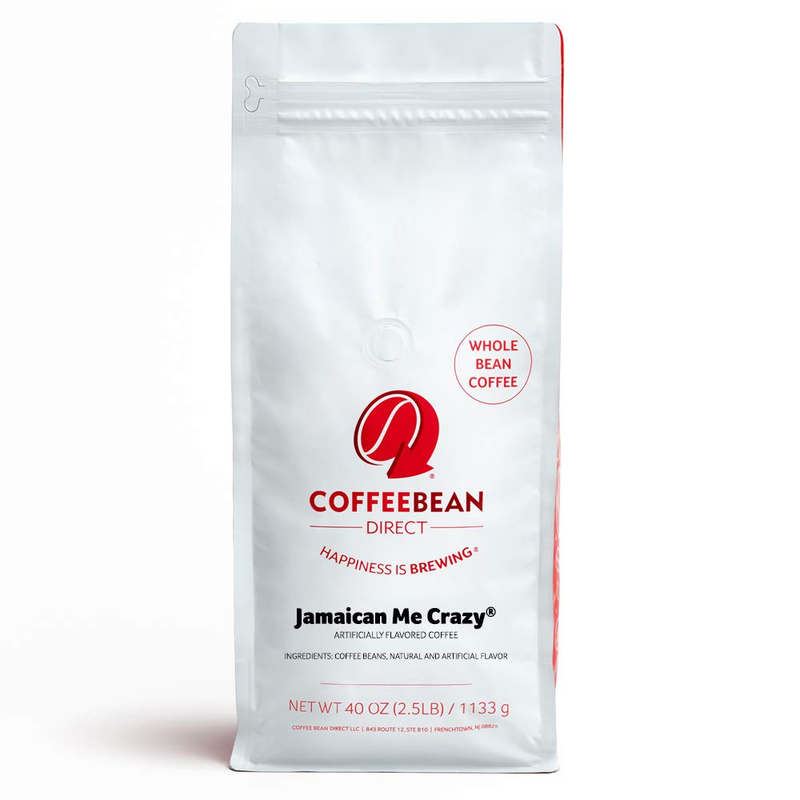 Coffee Bean Direct Jamaican Me Crazy Flavored, Whole Bean Coffee, 2.5-Pound Bag