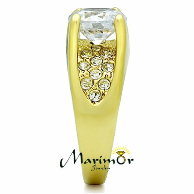 3.35 Ct Round Cut CZ Stainless Steel 14k GP Engagement Ring Women's Size 5-10