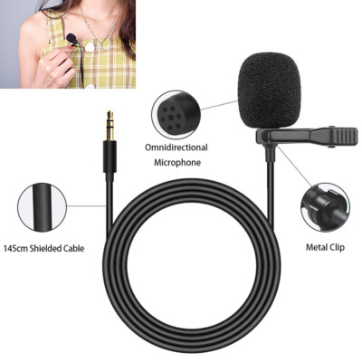 3.5mm Clip On Mini Mic Microphone Lavalier Lapel For Mobile Phone PC Recording