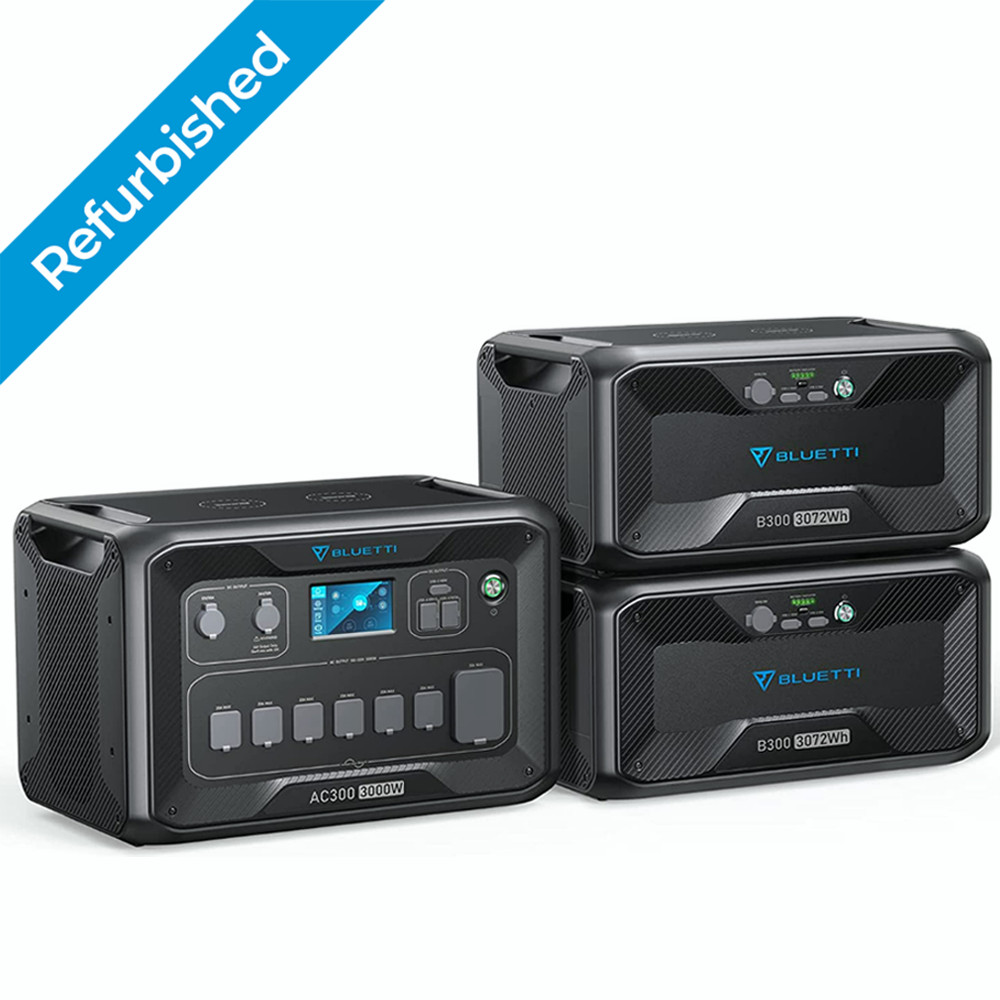 BLUETTI Solar Generator AC300 with 2B300 Extra Battery 3000W Power Outage Backup