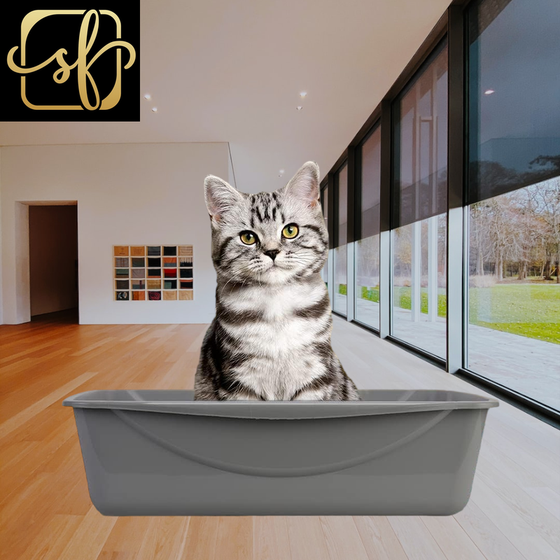 Open Cat Litter Box, Extra Large Nonstick Litter Pan Durable Standard Litter Box