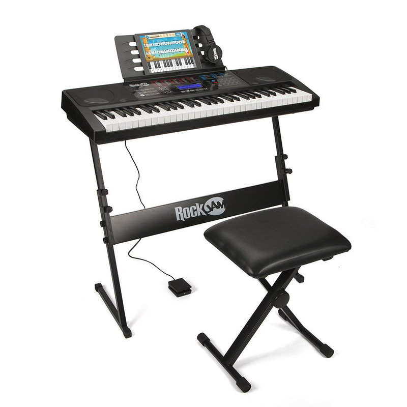 RJ761-SK Key Electronic Interactive Teaching Piano Keyboard with Stand, Stool, S