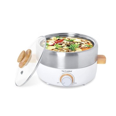 Multi-Cooker Hot Pot Shabu Shabu 2.5 Qt White Electric Nonstick Grilling Plate