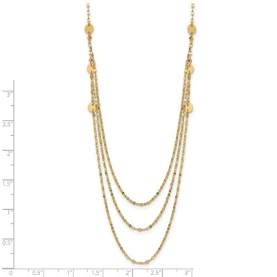Pre-owned Superdealsforeverything Real 14kt Yellow Gold Triple Layer Polished Circles Fancy Necklace; 18 Inch