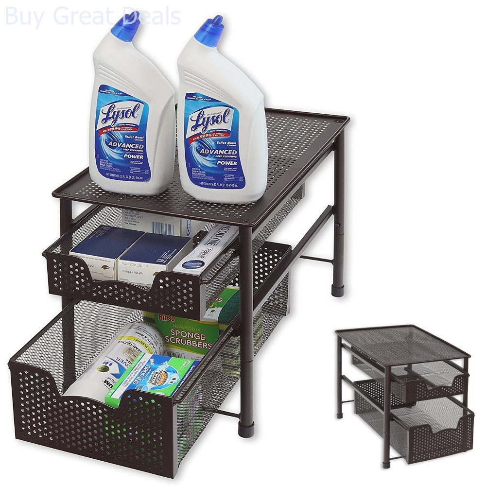 Under The Sink Slide Out Cabinet Drawer Storage Organizer 2 Tier