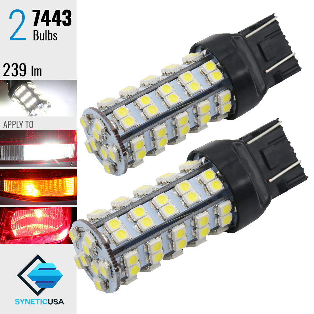 2X 7443 7440 Amber Yellow SMD 68-LED Rear Turn Signal Blinker Corner Light bulbs