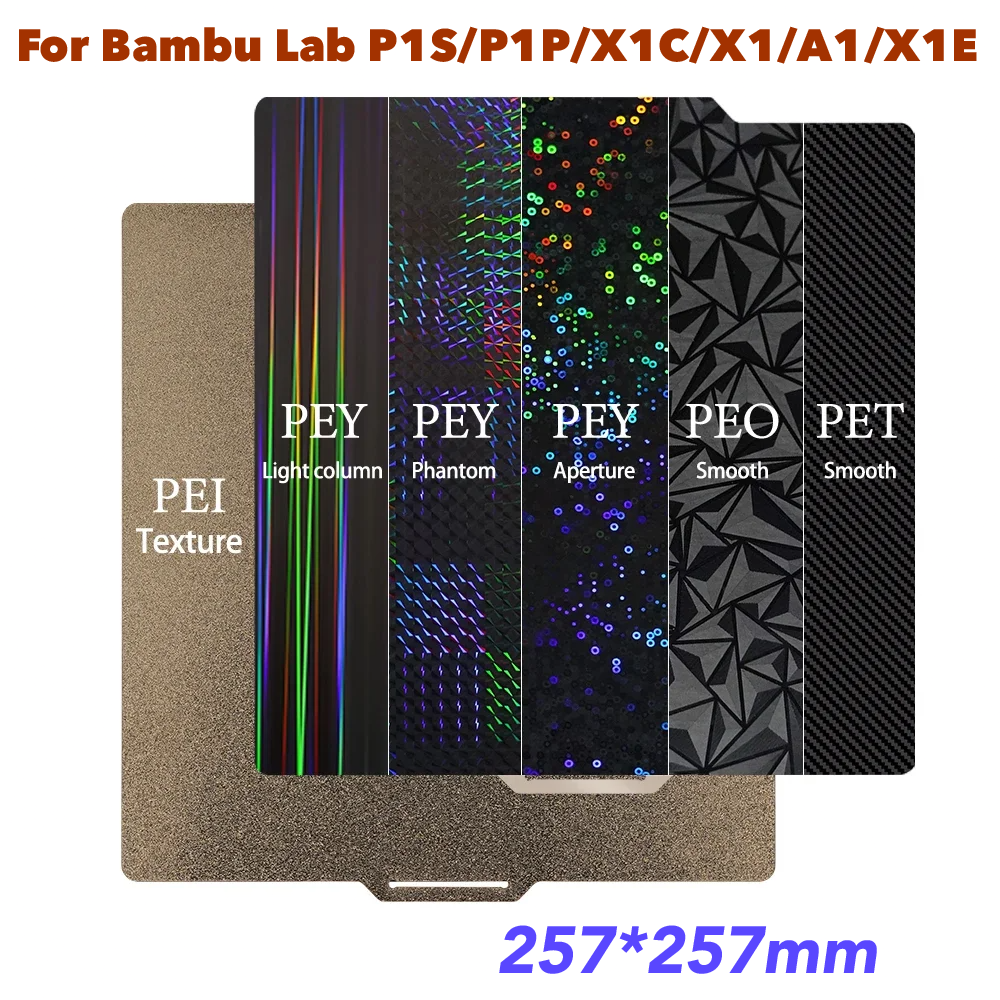 3D Printer PEI Build Plate Heated Bed For Bambu Lab X1/X1C/X1E/P1P/P1S/A1 257mm