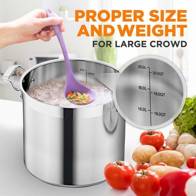 Nutrichef Stainless Steel Cookware Stockpot - 20 Quart, Heavy Duty Induction Pot