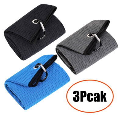 Premium Colored Microfiber Golf Towels 16'' X 24'' With Carabiner Clip 2/3 Pack