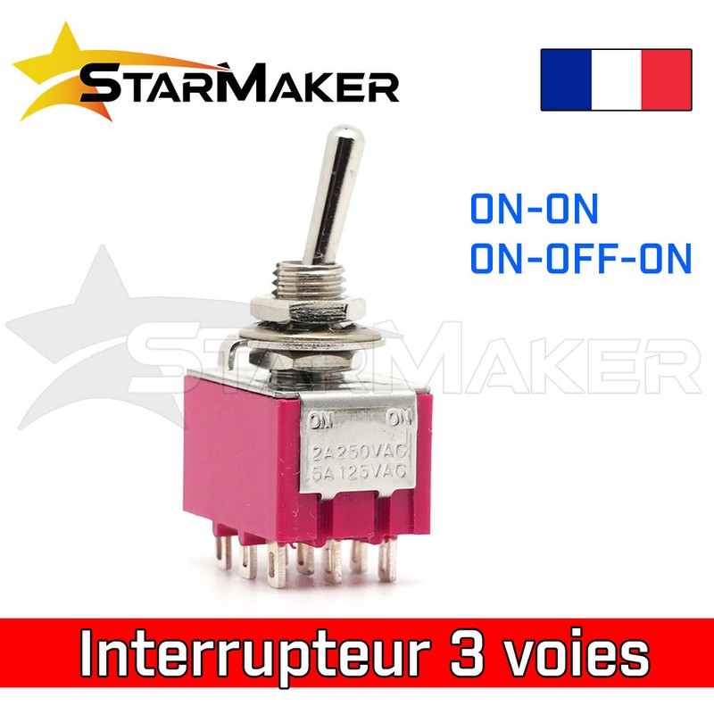 Interrupteur Ã  Levier Mts 6mm - 3 Circuits 9 Pins Inverseur - 2 Ou 3 Positions