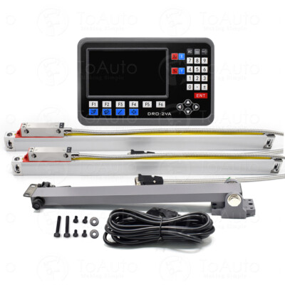 TOAUTO LCD Digital Readout 2 Axis DRO Display+2PC Linear Scale Precision 5um Kit