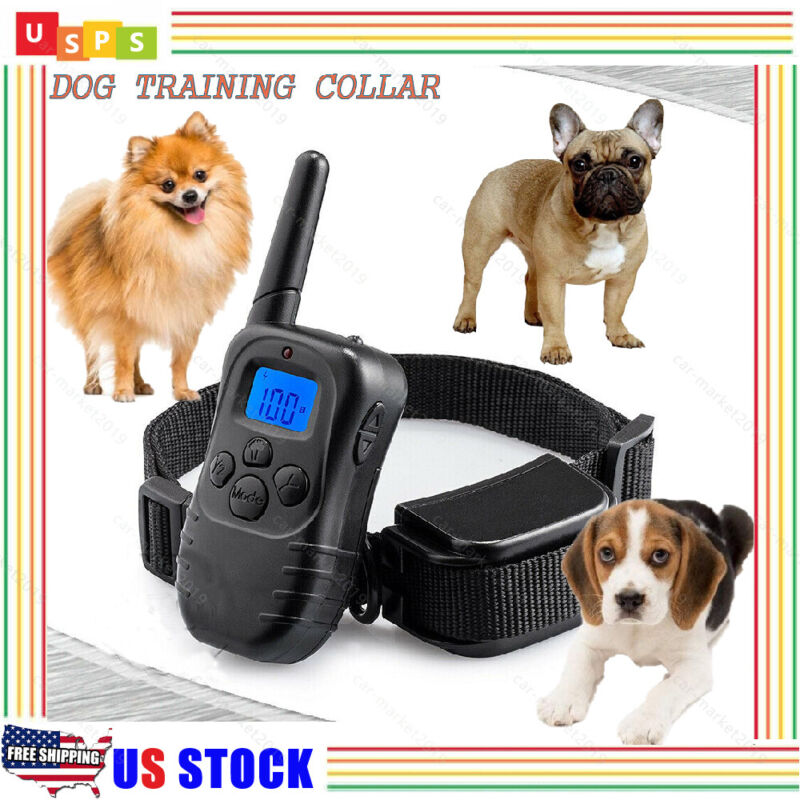 Dog Shock Training Collar Rechargeable LCD Remote Control 330 Yards