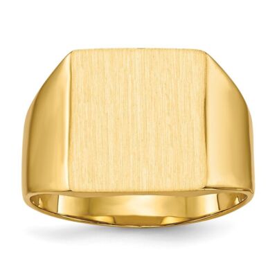 Pre-owned Diamond2deal 14k Yellow Gold 13.0x12.0mm Closed Back Mens Signet Ring