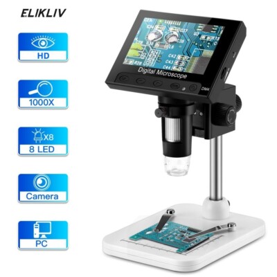 Elikliv 1000X Digital Microscope 4.3'' LCD Jewelry Loupe Coin Magnifying Glass