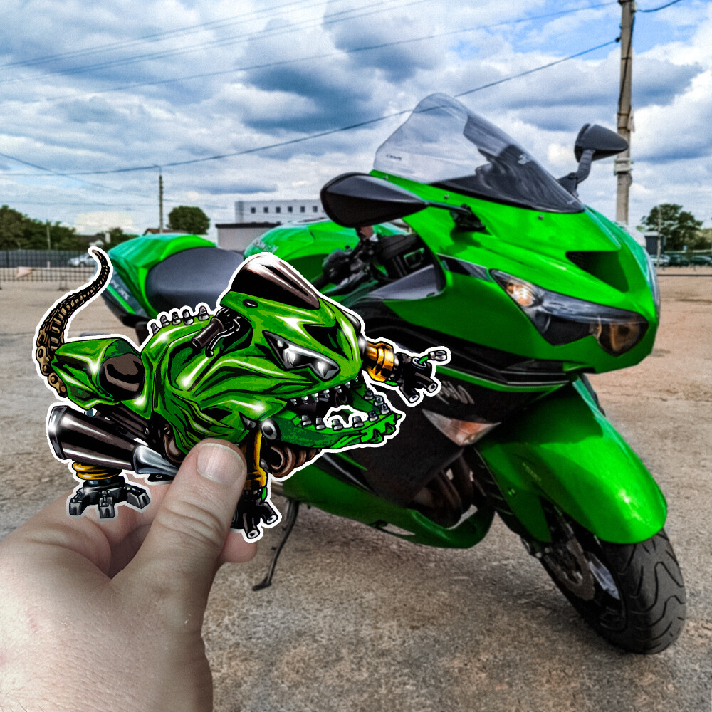 ジナン スローガン Kawasaki Ninja ZX14R Stickers - Set of 3 KissCut Motorcycle