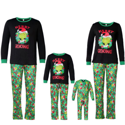 2025 Family Matching Christmas Pyjamas The Grinch Adult Kids Nightwear Pajamas