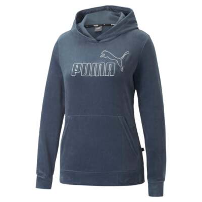 Puma Essentials Велюровый пуловер с капюшоном Женская серая повседневная верхняя одежда 67000818