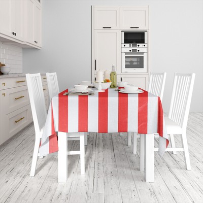2 Pcs Red White Stripes Tablecloth Striped Carnival Table Cloth