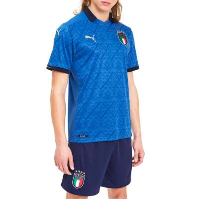 

Домашняя рубашка с коротким рукавом Puma Figc с воротником, реплика футбольного джерси, мужская синяя 7564, Синий, Puma Figc Collared Short Sleeve Home Shirt Replica Soccer Jersey