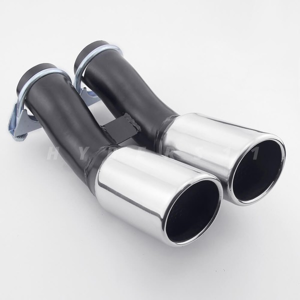 Dual 48mm Inlet Dual 70mm Out Resonated Exhaust Tip for Volkswagen VW