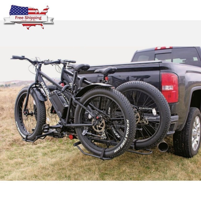 2 Fat Bike Rack Carrier Vehicle Mount Truck Hitch Heavy Duty Folding With Lock