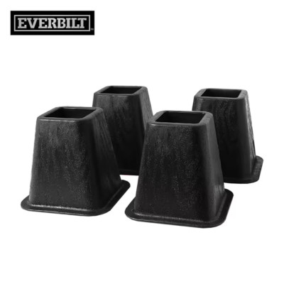 6 Inch Bed Risers 4-Pack Durable Heavy Duty Construction Ensures Black New