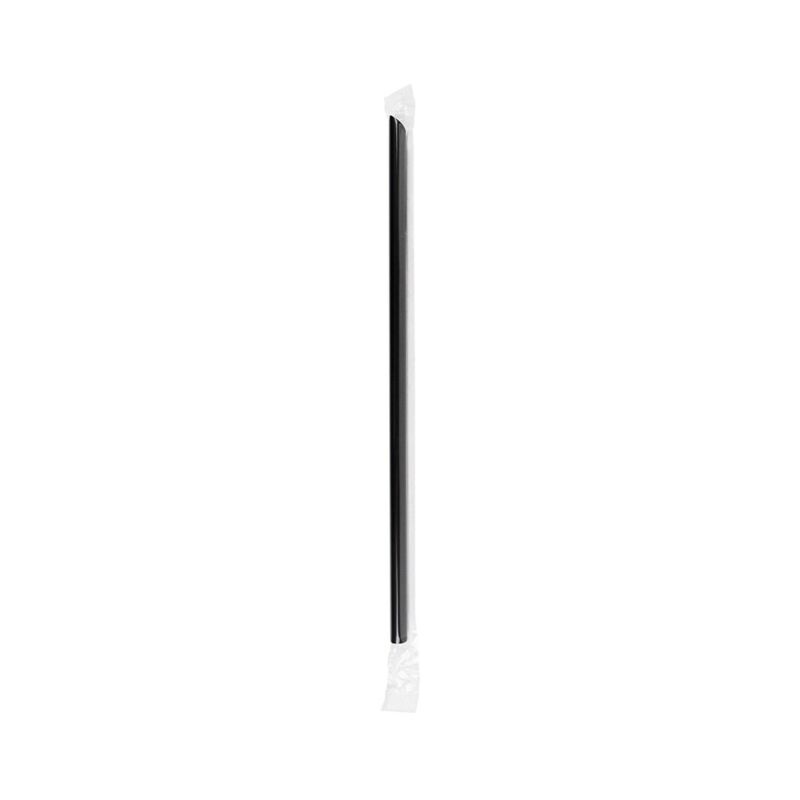 Karat 9-inch Giant Straws (8mm) Poly Wrapped Diagonally Cut - Black - 2,500 ct