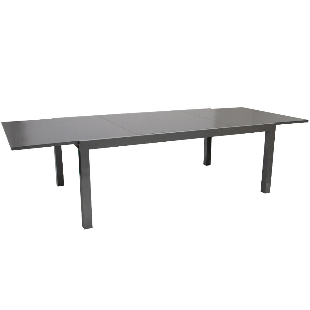 Ausziehtisch 200-300x110x75 cm Aluminiumgestell und Glasplatte Gartentisch Tisch