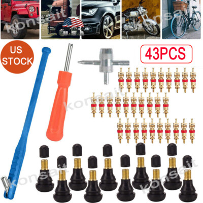 43x Kit Valve Stem Installation Remover Repair Tool Puller Car Tire Plug Core US