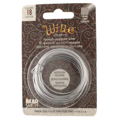 Wire Elements SQUARE Titanium Color Wire by Beadsmith (18 & 21 Gauge)