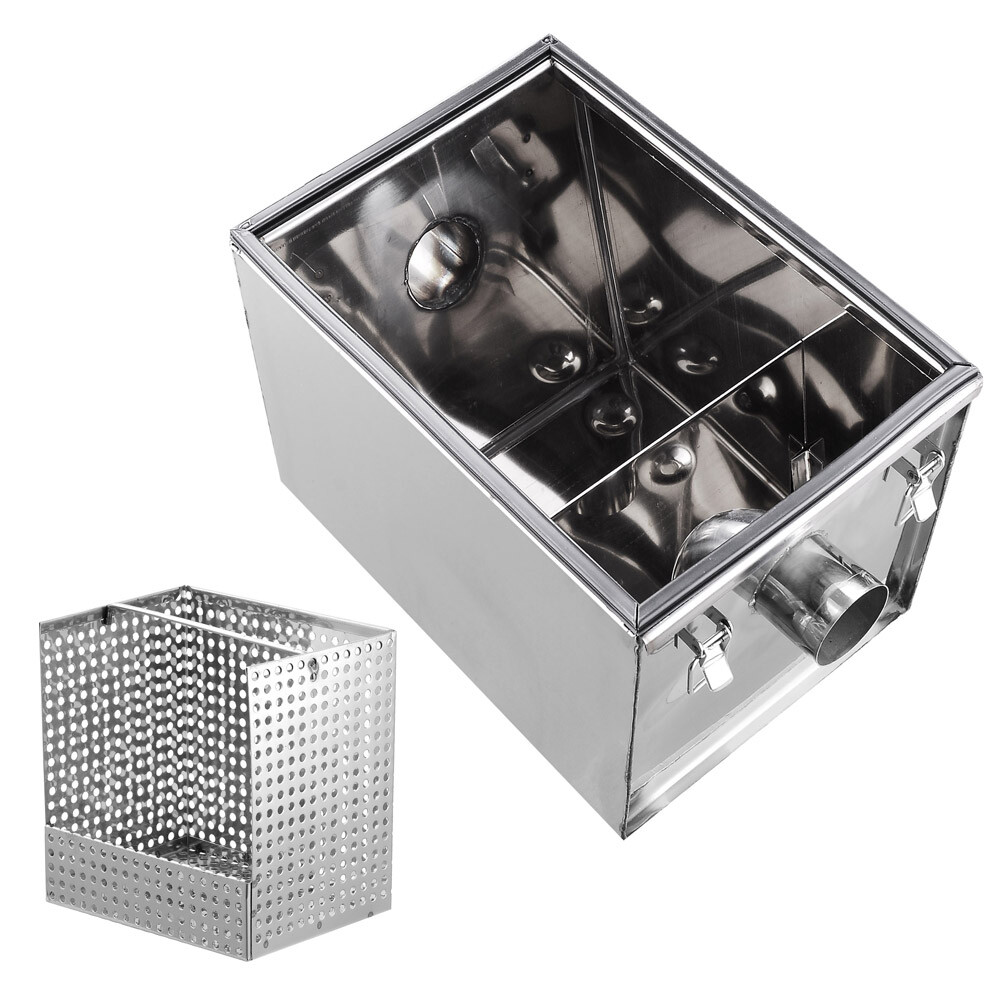 Grease Trap Interceptor 8 lbs Capacity 5GPM Restaurant Heavy Duty 1.2mm Thicknes