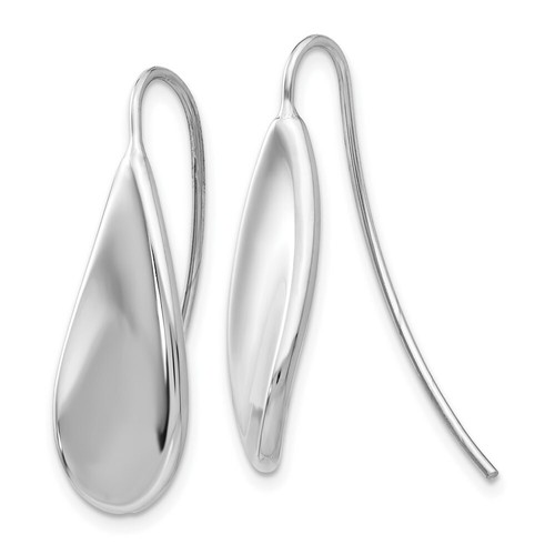 Pre-owned Goldia 14k White Gold Curved Tear Drop Wire Earrings