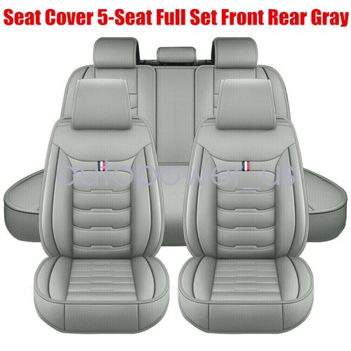 For Hyundai Leather 5 Seats Car Seat Covers Front Rear Full Set Cushion Pad Gray