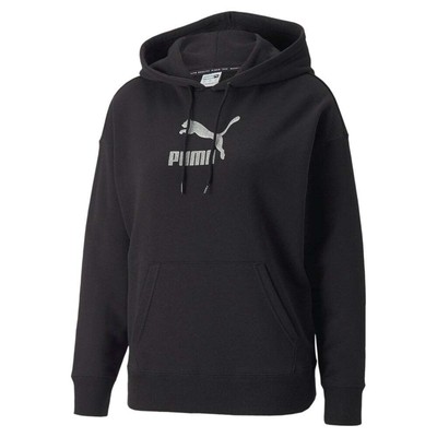 Puma Brand Love Metallic Logo Hoodie Womens Black Coats Jackets Верхняя одежда 53705