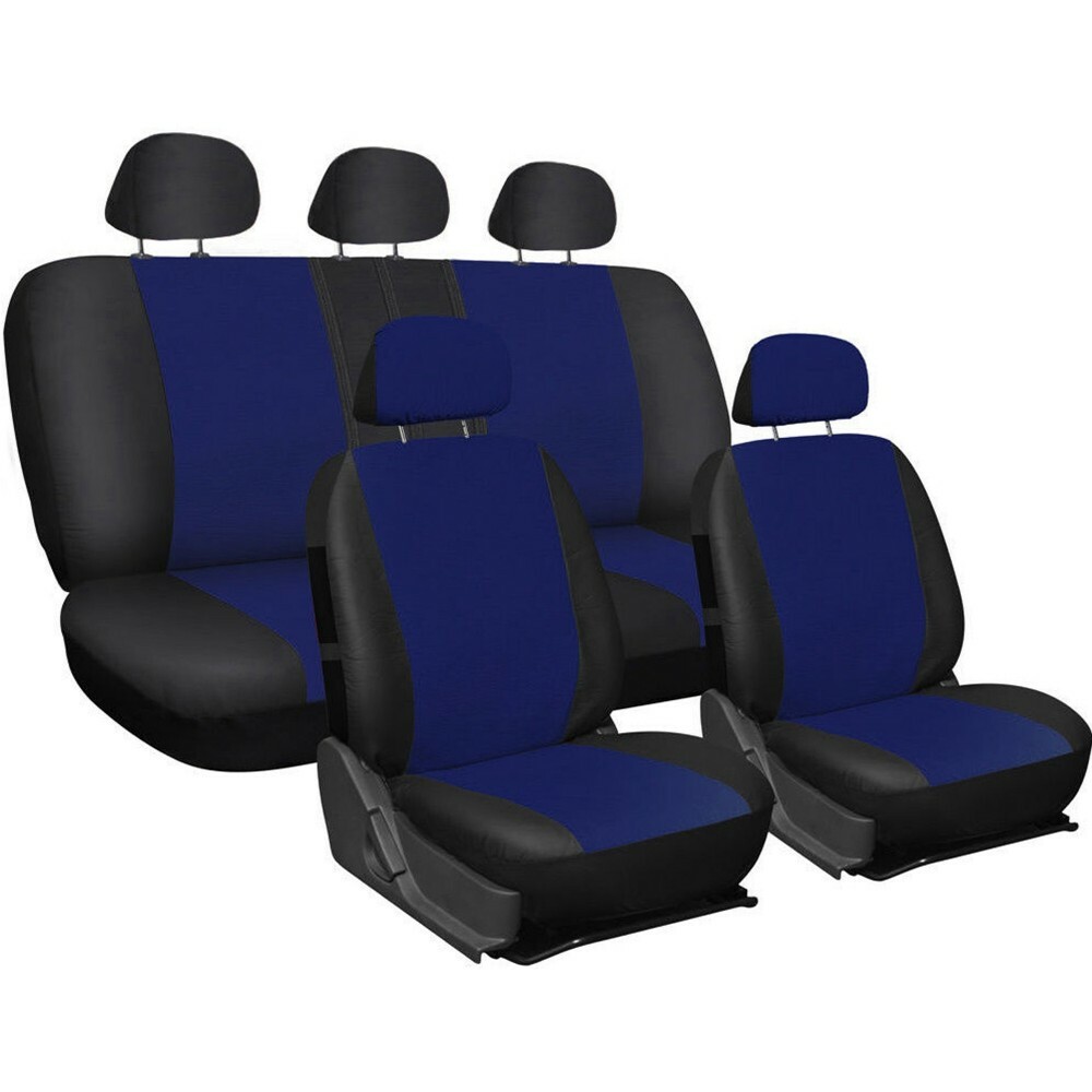 Kit Copri Sedili Coprisedili Universali Per Tutte Le Auto Bicolore Blu E Nero