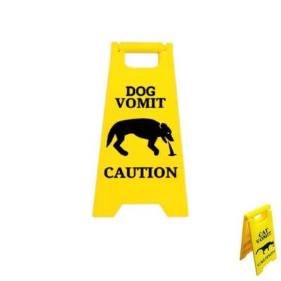 Funny Dog Vomit Sign Gift Warning Sign Fashion Cat Vomit Sign