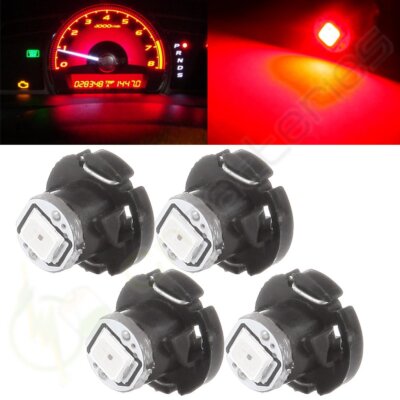 4Pcs Red T4/T4.2 Neo Wedge 2835 LED Lamps A/C Climate Control Indicator Light